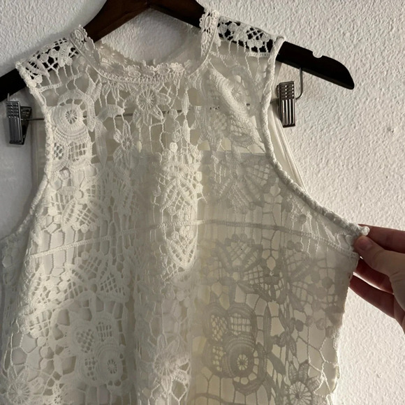 Lace Panel White Floral Halter Neck Top Boho Chic Cottagecore Prairie Medium - Picture 4 of 11